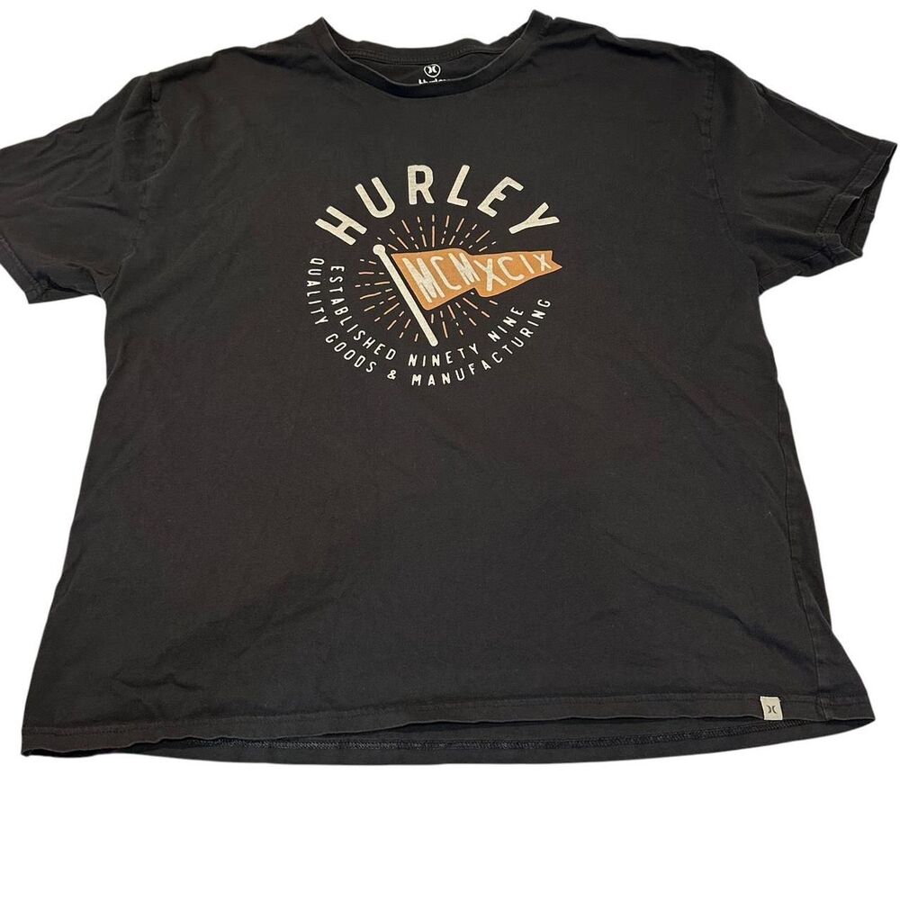 Hurley Men's Black and Orange‎ T-shirt